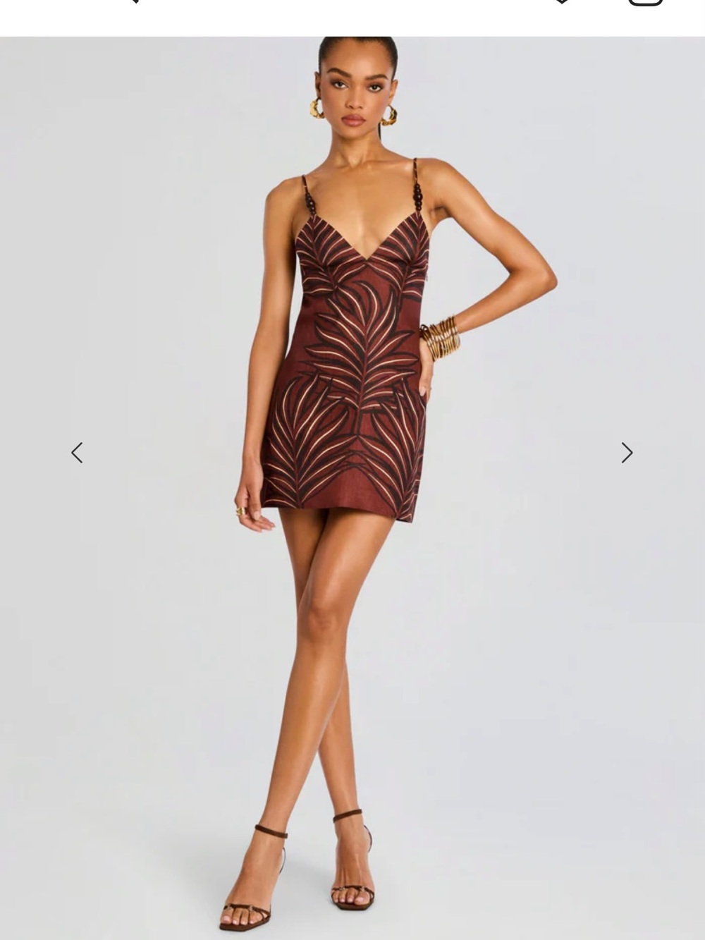 Retrofete Brown Palm-Print Mini Dress - Picture 2 of 12
